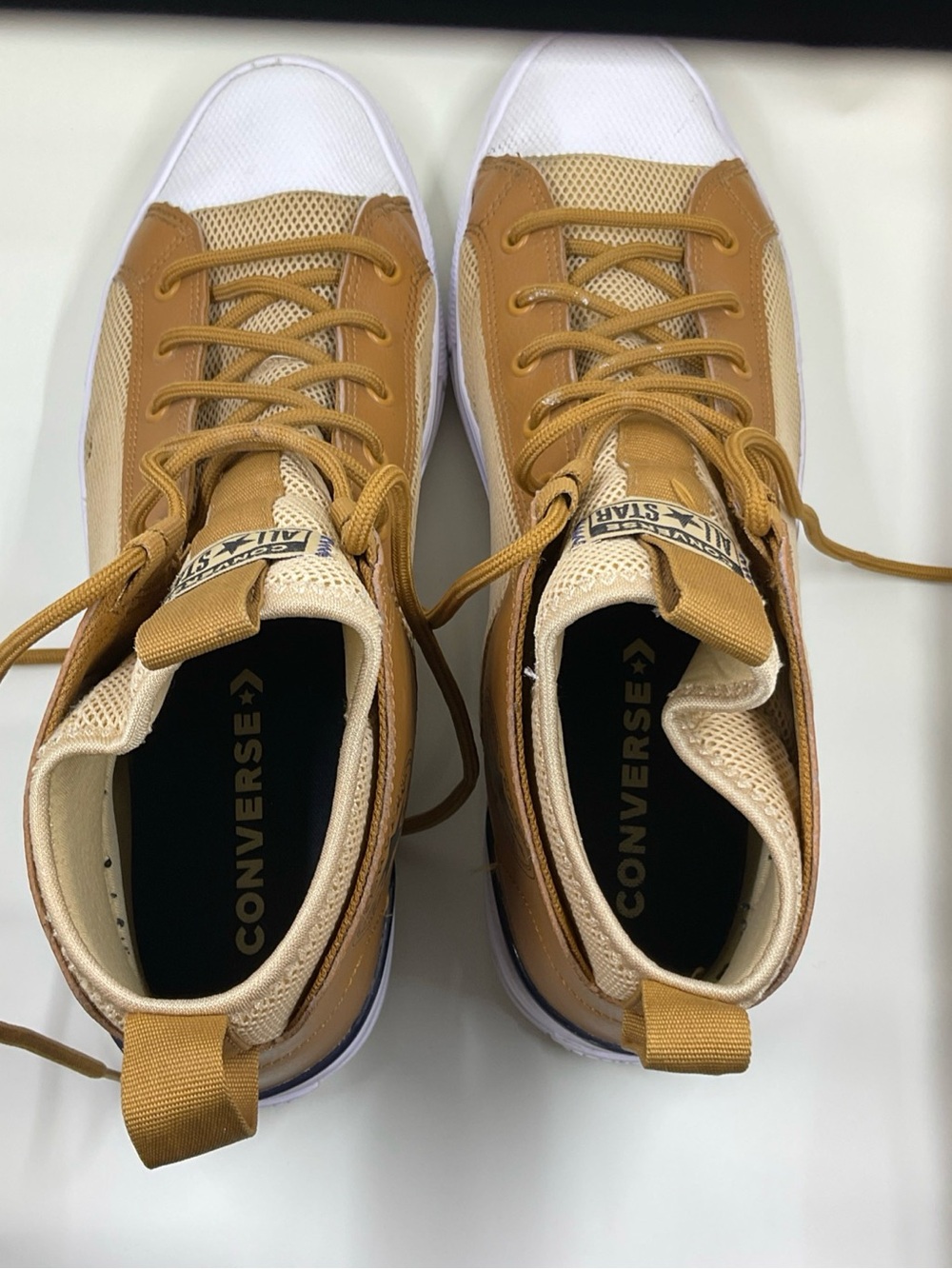 Converse Men’s Tan and Beige High-Top Sneakers - Picture 6 of 8
